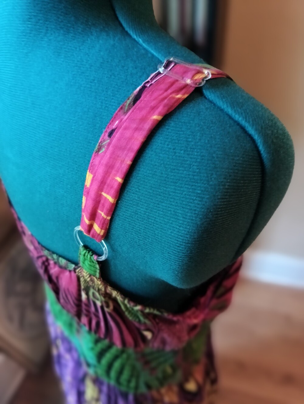 Y2K Studio West Bohemian Tiered V-Neck Sleeveless Dress in Purple, Pink & Green - Picture 5 of 5